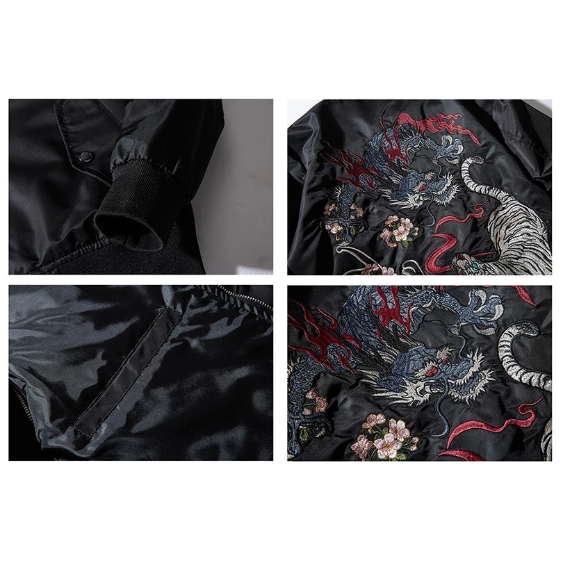 Sukajan Bomber Jacket Men Yokosuka Souvenir Japan Anime Embroidered MA1 Coat Dragon Tiger Boys Baseball Cloth 2023 Spring Winter