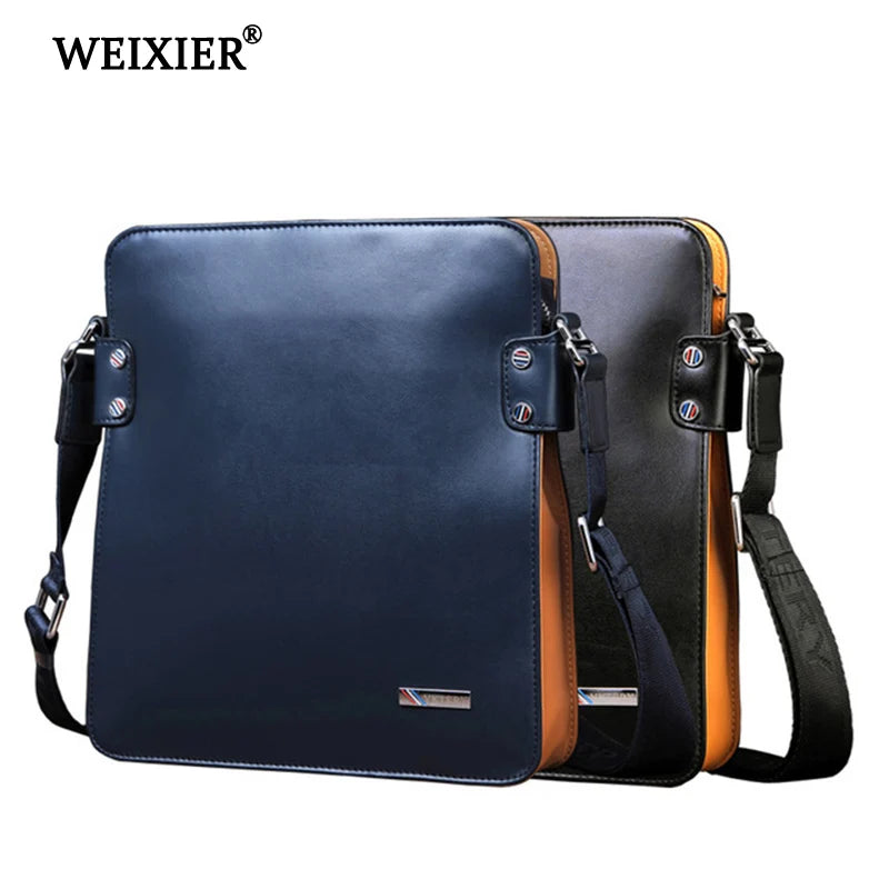 WEIXIER PU Men's Stitching Color Fashion Classic Simple Design Messenger Bags Business People Travel High Quality Messenger Bag