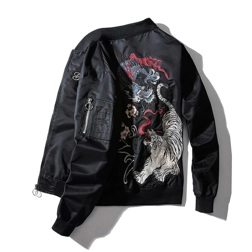 Sukajan Bomber Jacket Men Yokosuka Souvenir Japan Anime Embroidered MA1 Coat Dragon Tiger Boys Baseball Cloth 2023 Spring Winter