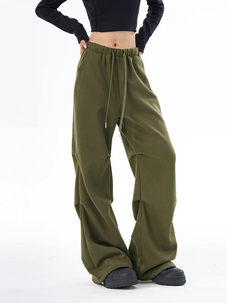 Women Green Cargo Pants Baggy Vintage Y2k Harajuku Oversize Pants Fashion High Waist Wide Leg Trousers 90s 2000s Trashy Clothes