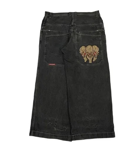 Y2K Hip Hop Streets Harajuku Embroidered JNCO Jeans High Quality High Waisted  Baggy Jeans Women’s Loose Wide Leg Jeans Pants