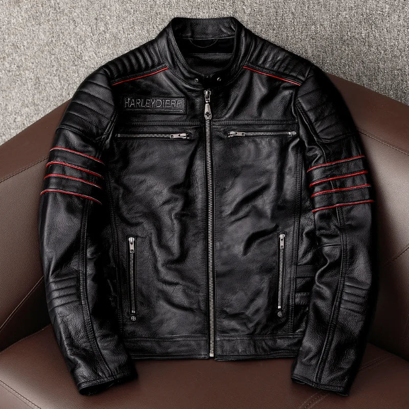 Jacket Genuine Men Vintage Natural Top Layer Cowhide Coat Autumn Mens Motorcycle Leather Chaquetas Hombre