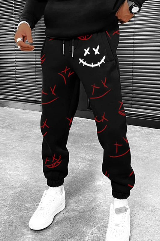 Men's Smiling Face Pattern Sports Pants Autumn/Winter Men's Fashion Leisure Sports Jogging Pants Fitness Running Pants For Mens Buggy Style