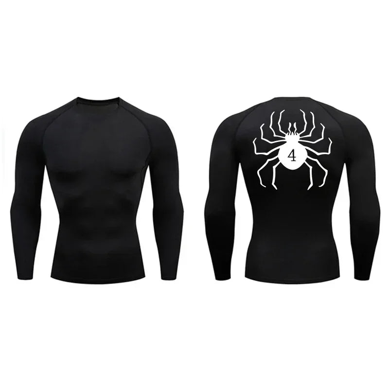 Men's Rashguard Spider Print Compression T-Shirts for Men Gym Fitness Undershirts Quick Dry Athletic Shirt Tops Sportswear Male