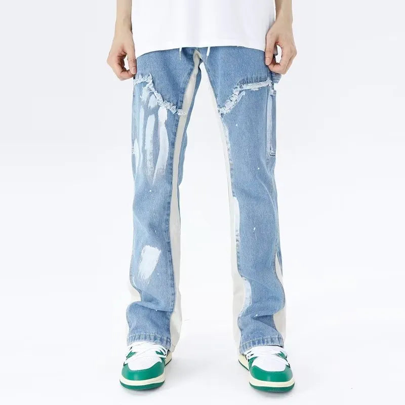 2023 Kanye Y2K Streetwear Baggy Flare Jeans Cargo Pants Men Clothing Drawstring Sweatpants Male Denim Trousers Pantalon Homme