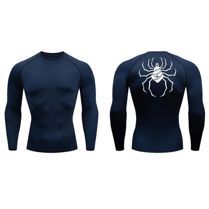 Men's Rashguard Spider Print Compression T-Shirts for Men Gym Fitness Undershirts Quick Dry Athletic Shirt Tops Sportswear Male