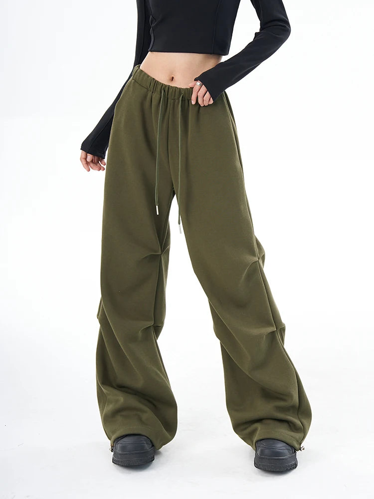 Women Green Cargo Pants Baggy Vintage Y2k Harajuku Oversize Pants Fashion High Waist Wide Leg Trousers 90s 2000s Trashy Clothes