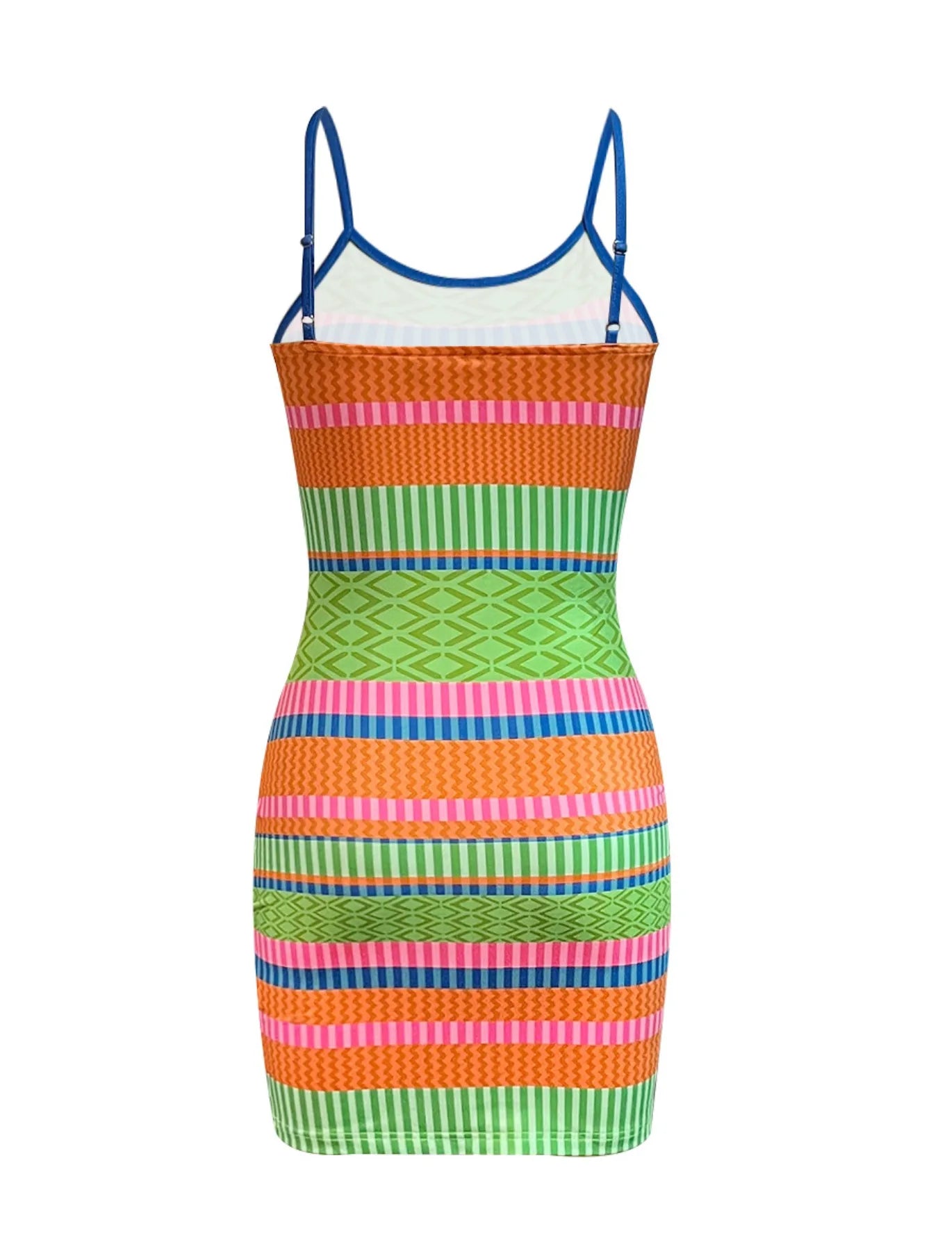 LW Geometric Print Striped Bodycon Dress summer sleeveless mini dress Female Sexy party club beach dresses vestido