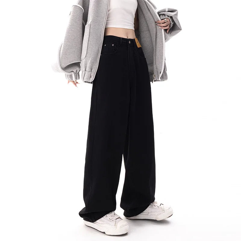 Black Baggy Jeans Women Y2K Harajuku Hippie Korean Oversize Wide Leg Denim Pants Female Casual Kpop Streetwear Trousers