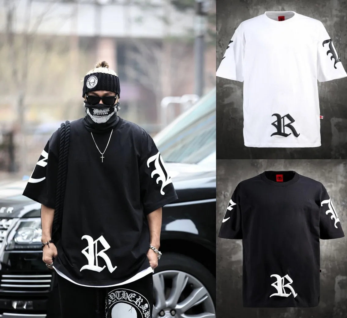 New Summer Men's T-shirt Half Sleeve Loose Tee Hip Hop Punk Clothing Street Casual Fashion Cotton Shirt