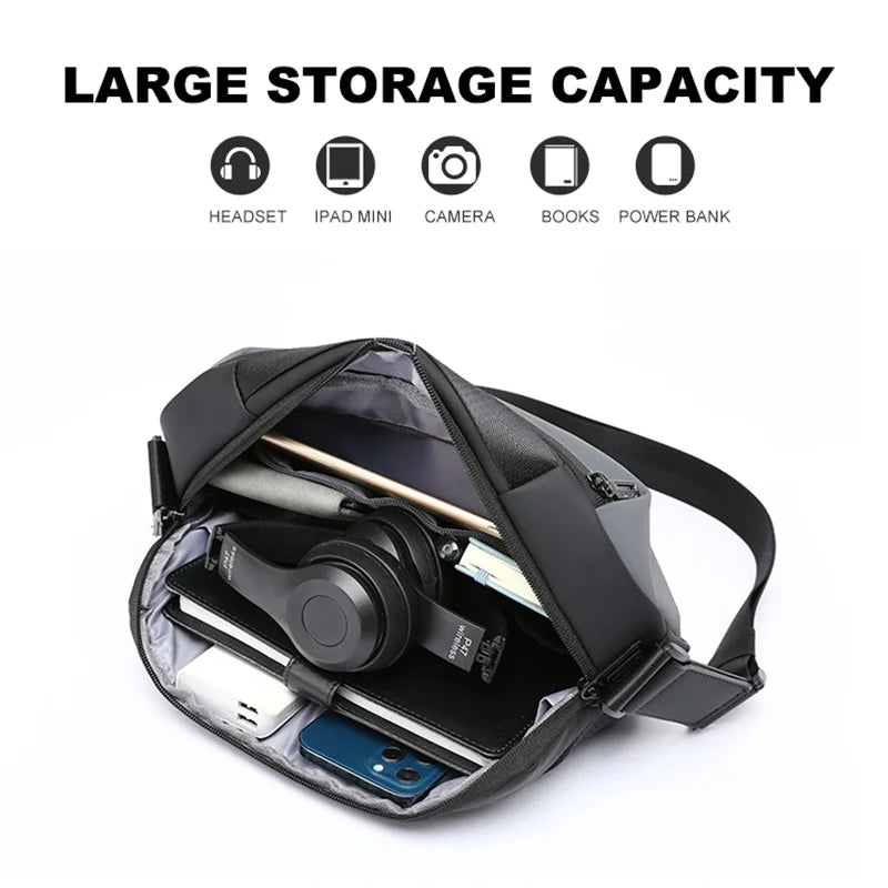 Anti-Theft Men Shoulder Bags Waterproof Crossbody Oxford Large Storage Capacity Sling Shoulder Messenger Chest Bag Phone Pouch