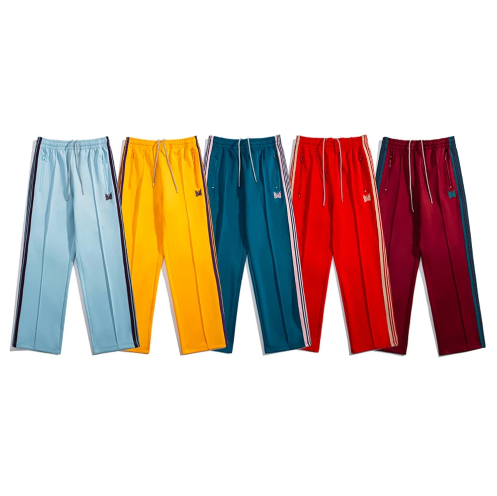 AWGE Needles  New Sweatpants Men Women 1:1 Best Quality Embroidered Butterfly Stripe Needles Pants Trousers