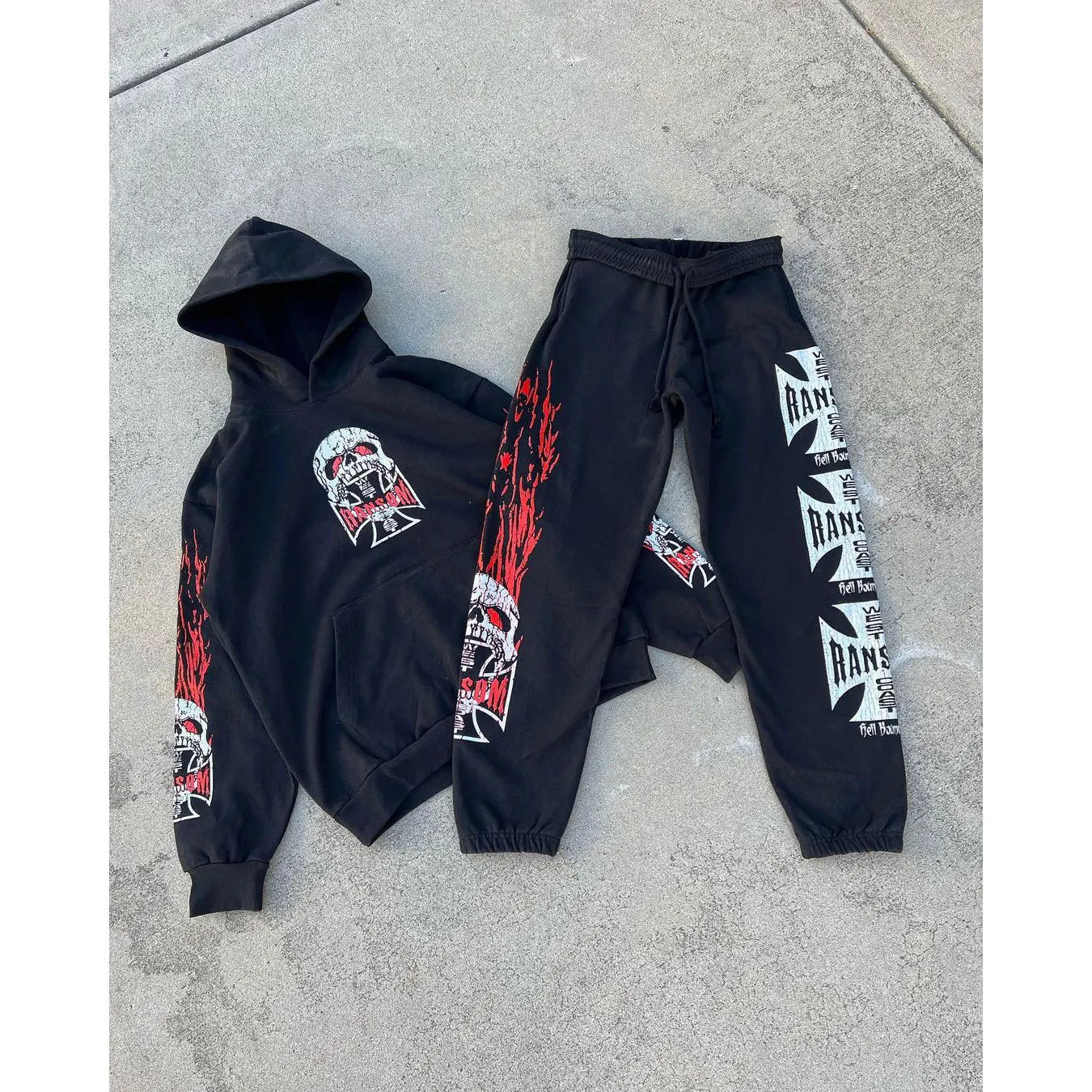 2023 Spring and Autumn Gothic Print Men's and Women's Hip Hop Hoodie Set New Streetwear Tracksuit Men Y2k Clothes Funny Coats