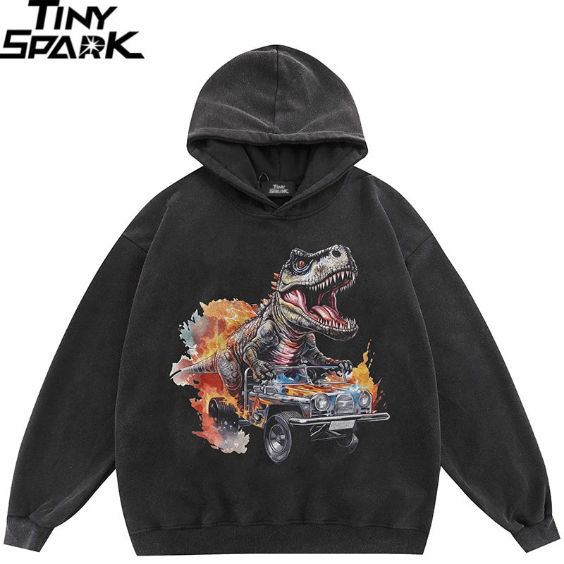 2024 Hip Hop Oversize Hoodie Sweatshirt Men Streetwear Funny Doberman Dog Animal Graphic Harajuku Washed Black Hooded Pullover