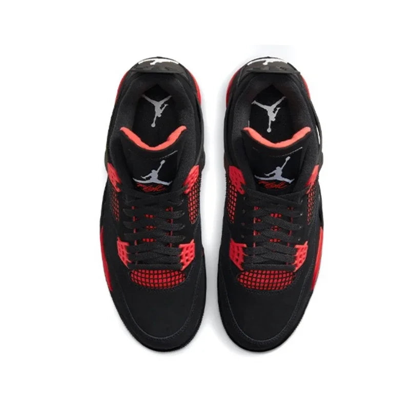 Nike Air Jordan 4 retro red thunder Men's Women's Classics Outdoor Sports Sneakers Comfortable Sneakers Retro Chic