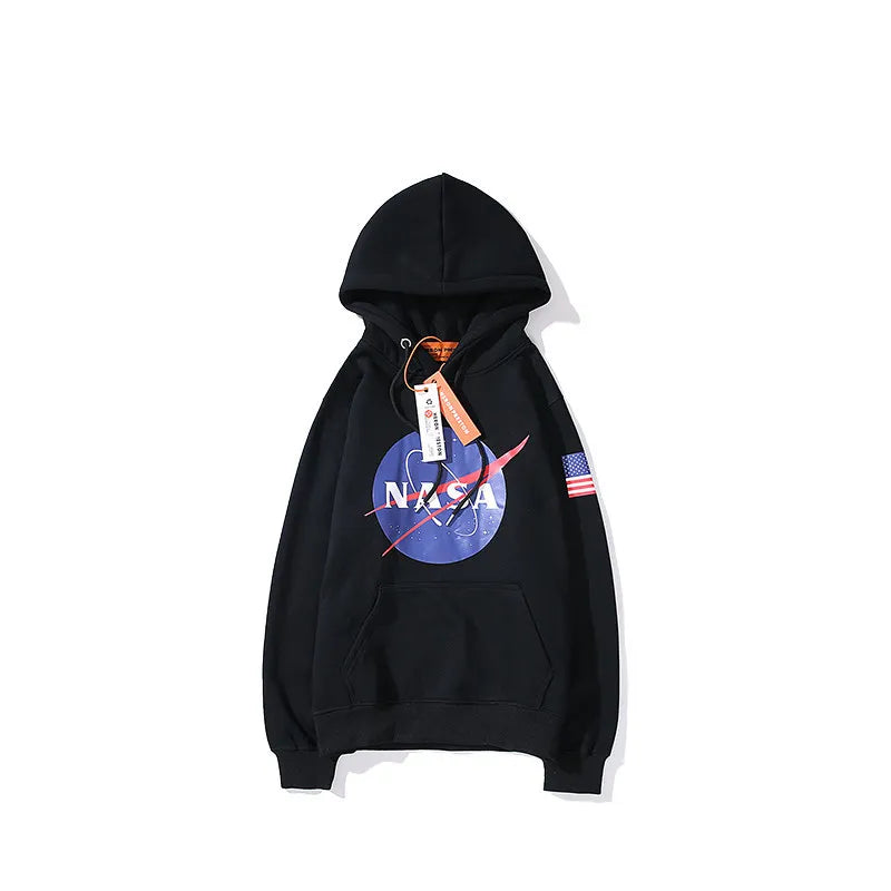 Fashion NASAs Hip Hop Embroidered Space Planet Print Sweatshirt For Men Women Oversize 100% Cotton Streetwear Pullover Hoodies