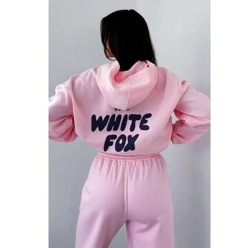 Women's hoodies sets 2024 Spring Fleeced Letters Printing Loose Hoodie Two Piece Sweatpants Jogger Pants Set Sweatsuit Tracksuit