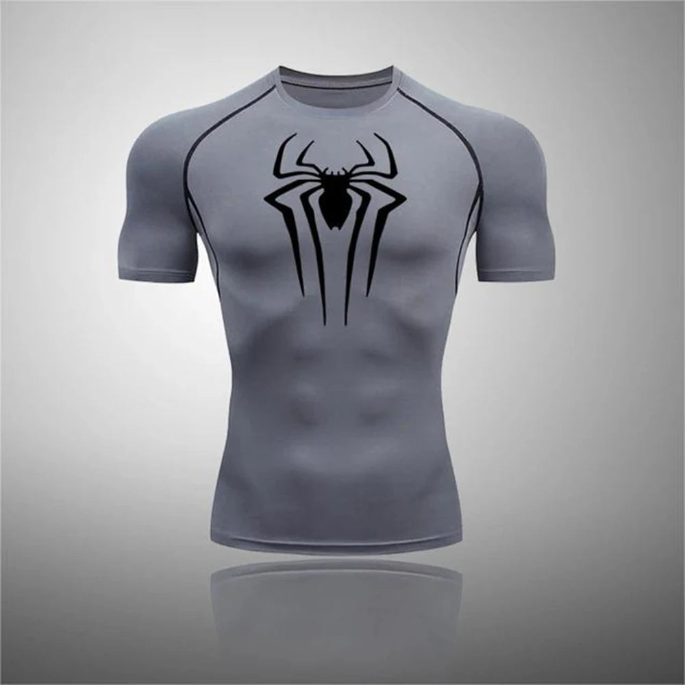 Printed Men's Athletic Compression T-Shirts Athletic Quick Dry Breathable Rash Guard Athletic Tight Workout Tops Summer Men