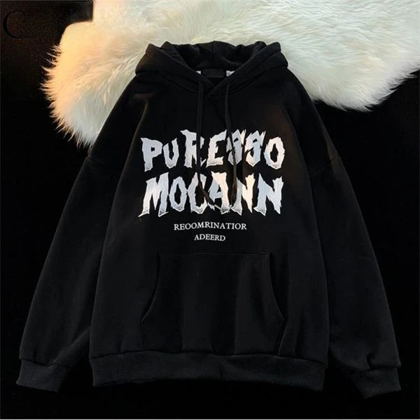 American vintage Simple Personality Men Hoodie Fashion Y2K Street Loose Hip Hop Couple Harajuku Art Oversized Hoodie top