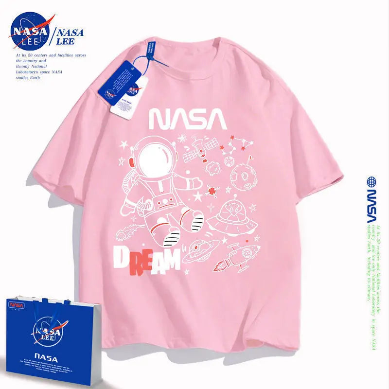 NASA New Cartoon Printed Fashionable Short Sleeve All-match Simple T-shirt