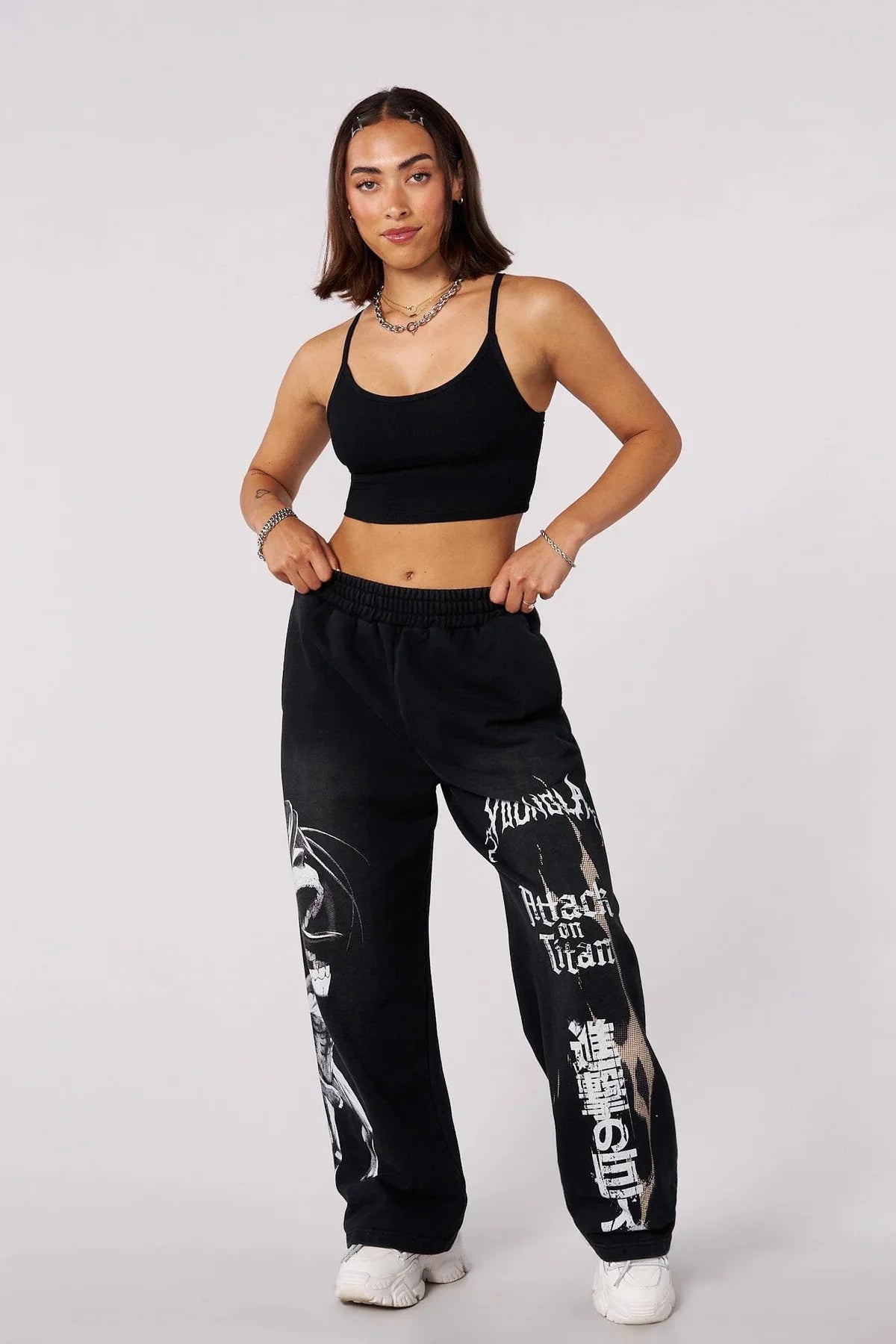 young  American sweatpants, stretch collaboration, anime, cool jogger, cotton terry, printed wide-leg casual pants cargo