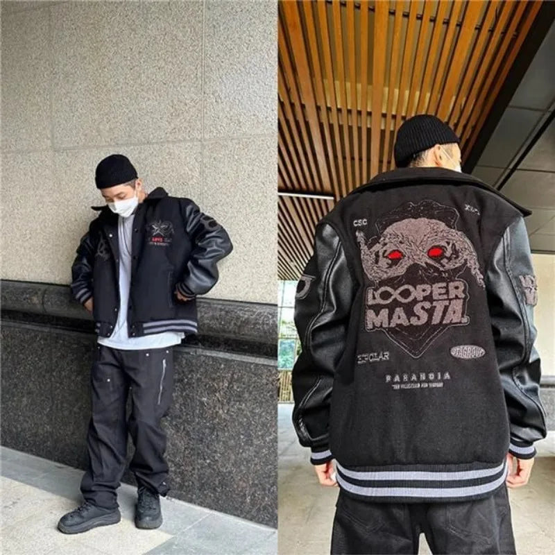 Street Popular Gothic Embroidered Jackets And Coats Men Y2K New Harajuku Style Hip Hop Baseball Jacket Punk High Street Jackets