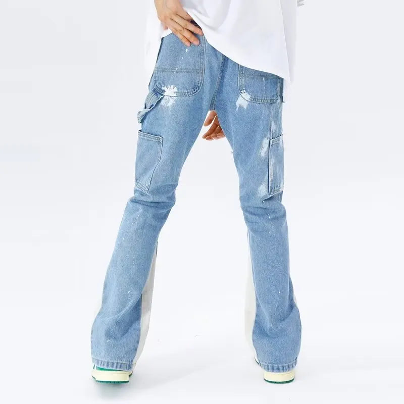 2023 Kanye Y2K Streetwear Baggy Flare Jeans Cargo Pants Men Clothing Drawstring Sweatpants Male Denim Trousers Pantalon Homme