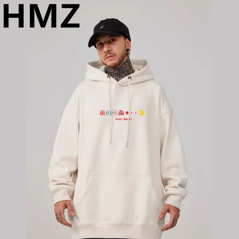 HMZ Personality Cartoon  Hoodie Mens Fashion Warm Sweatshirt Hip Hop Hoodies Casual Cotton Streetwear Autumn Winter New Hoody