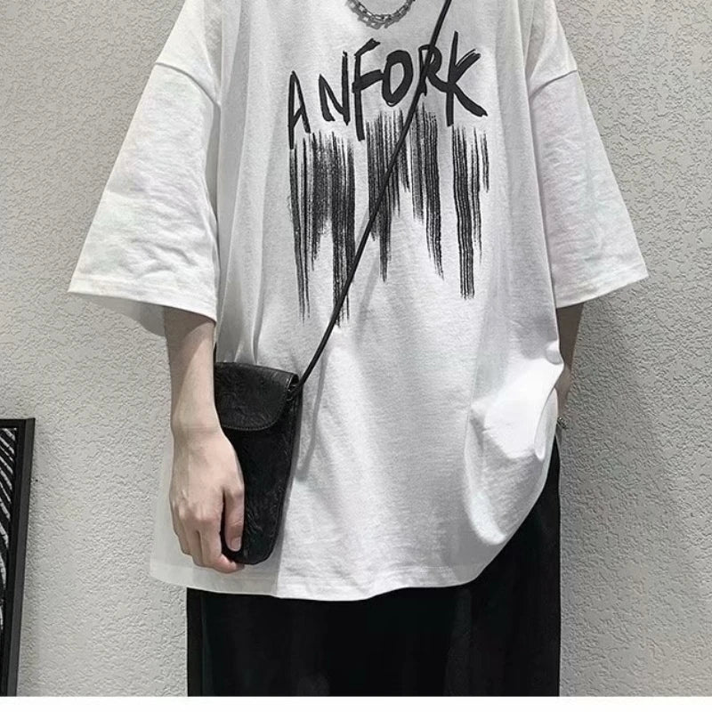 Oversized Mens Casual T-shirt Cotton Breathable Loose Tops Y2k Clothes Harajuku Short Sleeve Tees Graphic T-Shirts Recommend