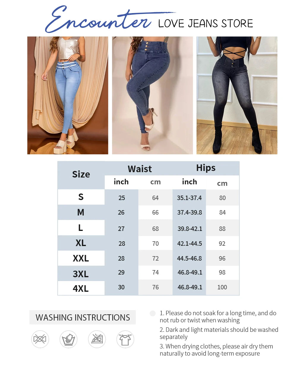 Sexy Skinny Slim Fit High Waist  Jeans for Women Trendy Buggy Pants Party Peach Button