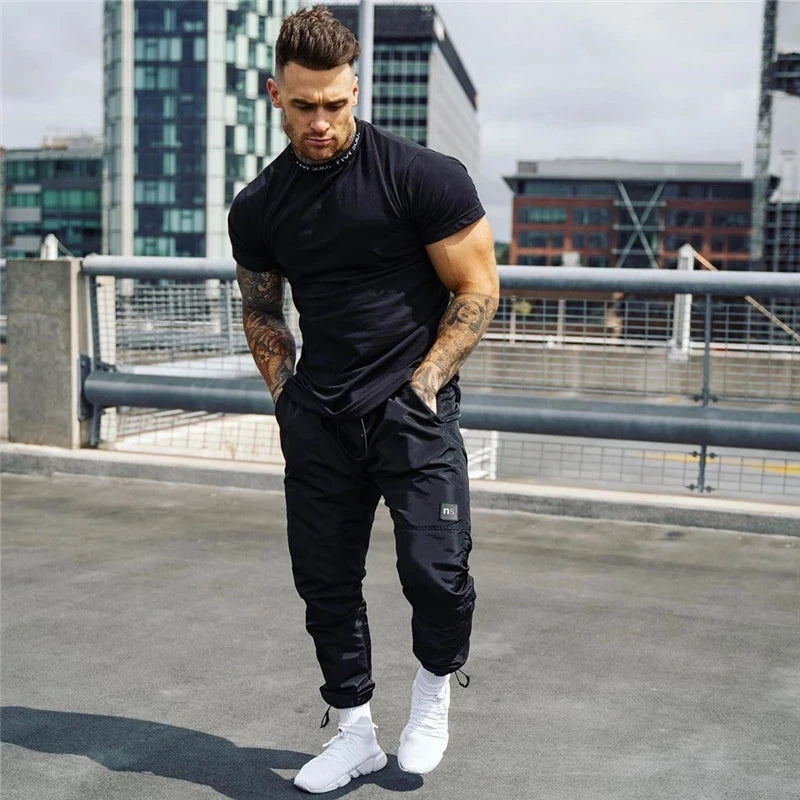 2024 Gyms T-shirt Men Short sleeve Cotton T-shirt Casual Slim t shirt Male Fitness Bodybuilding Workout Tee Tops Summer clothing