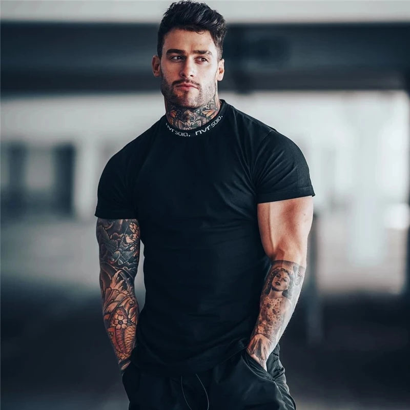 2024 Gyms T-shirt Men Short sleeve Cotton T-shirt Casual Slim t shirt Male Fitness Bodybuilding Workout Tee Tops Summer clothing