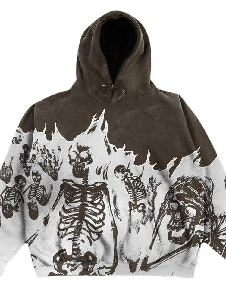 Big promotion Y2K Millennium wind hoodie skull traf stitch sweater couple autumn and winter new long-sleeved skull coat for men