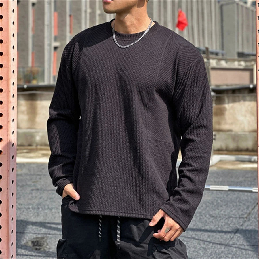 High quality Spring and Autumn men's long sleeved T-shirt Fashion casual sports round neck fitness running long sleeved T-shirt