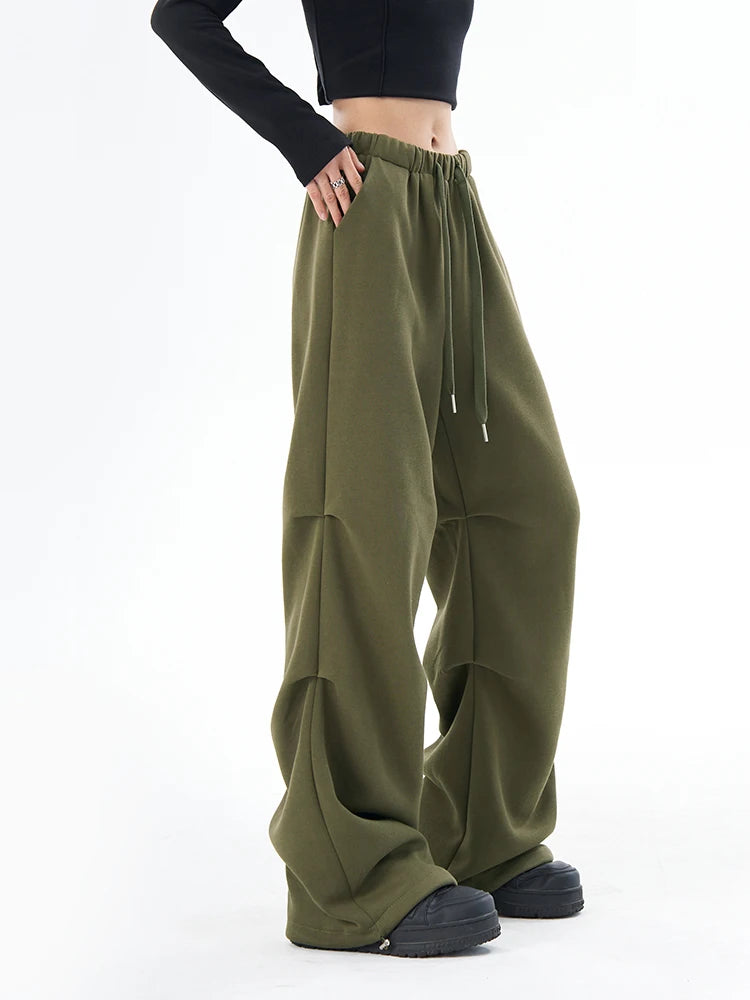 Women Green Cargo Pants Baggy Vintage Y2k Harajuku Oversize Pants Fashion High Waist Wide Leg Trousers 90s 2000s Trashy Clothes