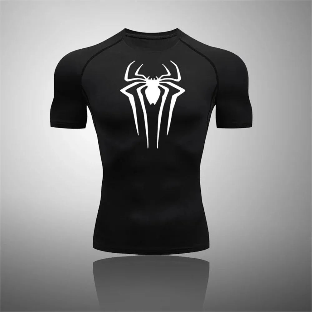 Printed Men's Athletic Compression T-Shirts Athletic Quick Dry Breathable Rash Guard Athletic Tight Workout Tops Summer Men