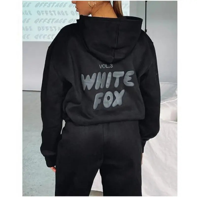 Women's hoodies sets 2024 Spring Fleeced Letters Printing Loose Hoodie Two Piece Sweatpants Jogger Pants Set Sweatsuit Tracksuit