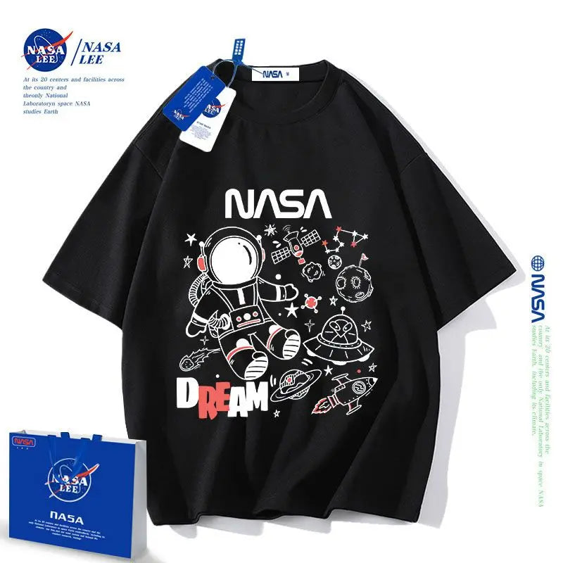 NASA New Cartoon Printed Fashionable Short Sleeve All-match Simple T-shirt