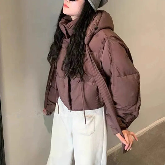 Autumn Winter White Duck Down Parka Short Down Puffer Jacket Women Loose Hoody Snow Parka Thick Bread Jacket Outerwear