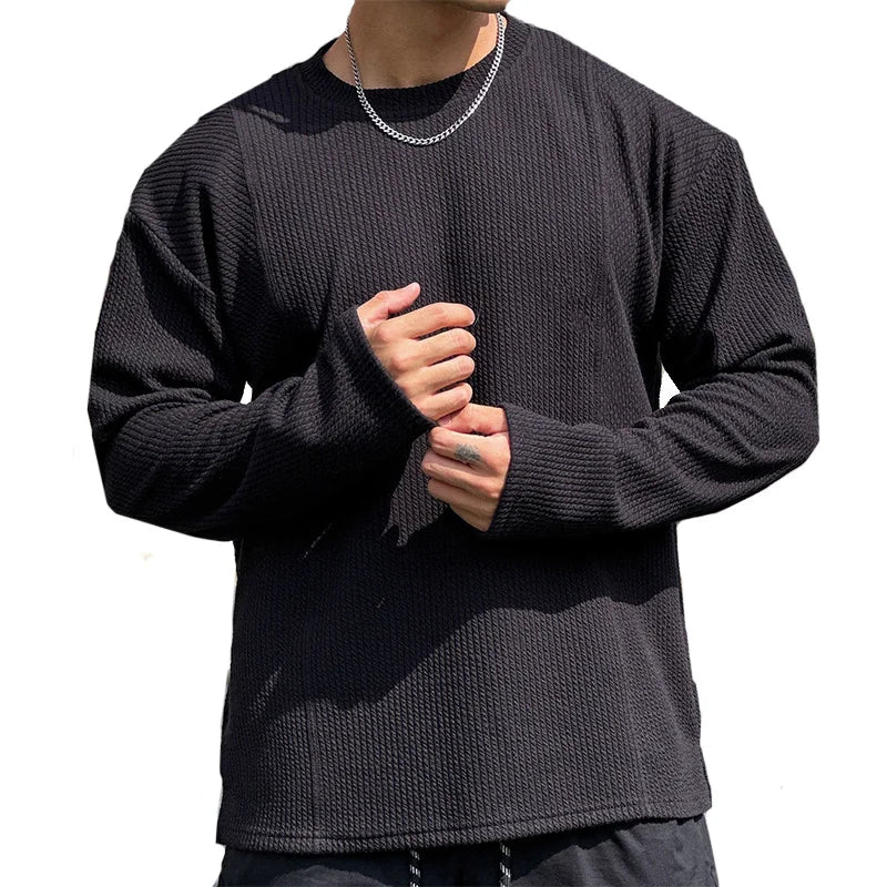 High quality Spring and Autumn men's long sleeved T-shirt Fashion casual sports round neck fitness running long sleeved T-shirt