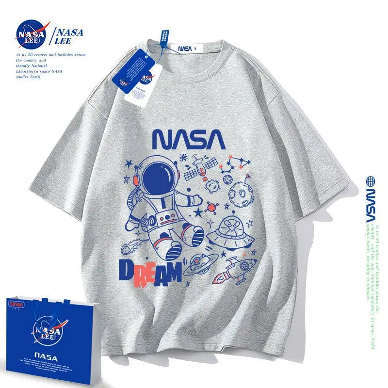 NASA New Cartoon Printed Fashionable Short Sleeve All-match Simple T-shirt