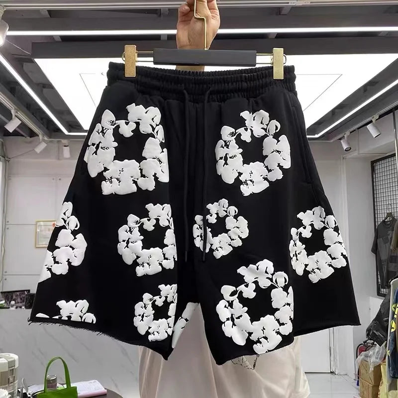 Frothy hip-hop high street casual shorts suit