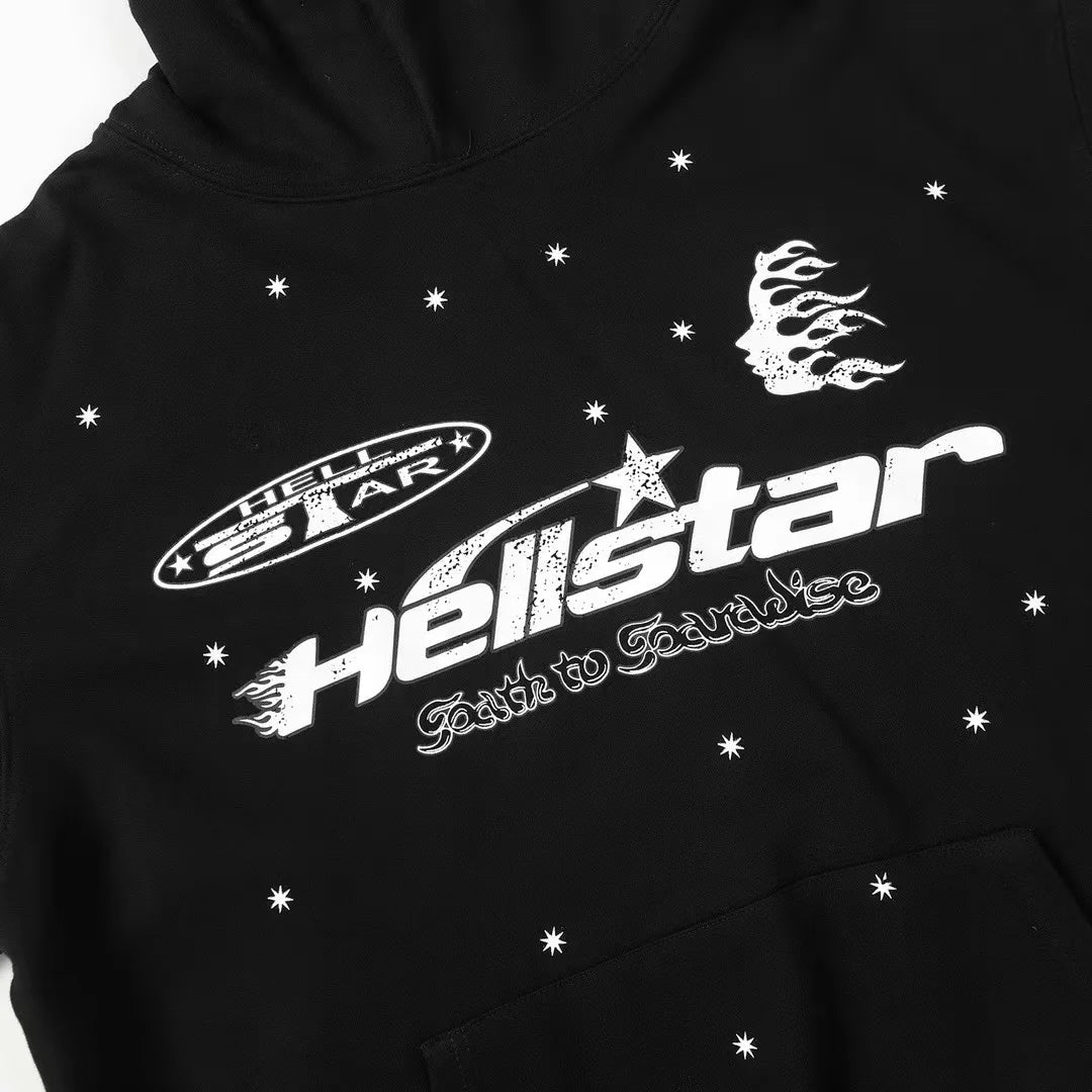 New Hellstar Winter Couple Style Hoodie Retro American Printed Patterns Leisure Hoodie Thickened Version