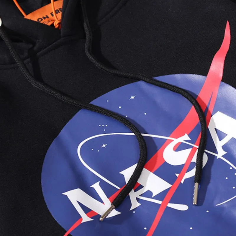 Fashion NASAs Hip Hop Embroidered Space Planet Print Sweatshirt For Men Women Oversize 100% Cotton Streetwear Pullover Hoodies