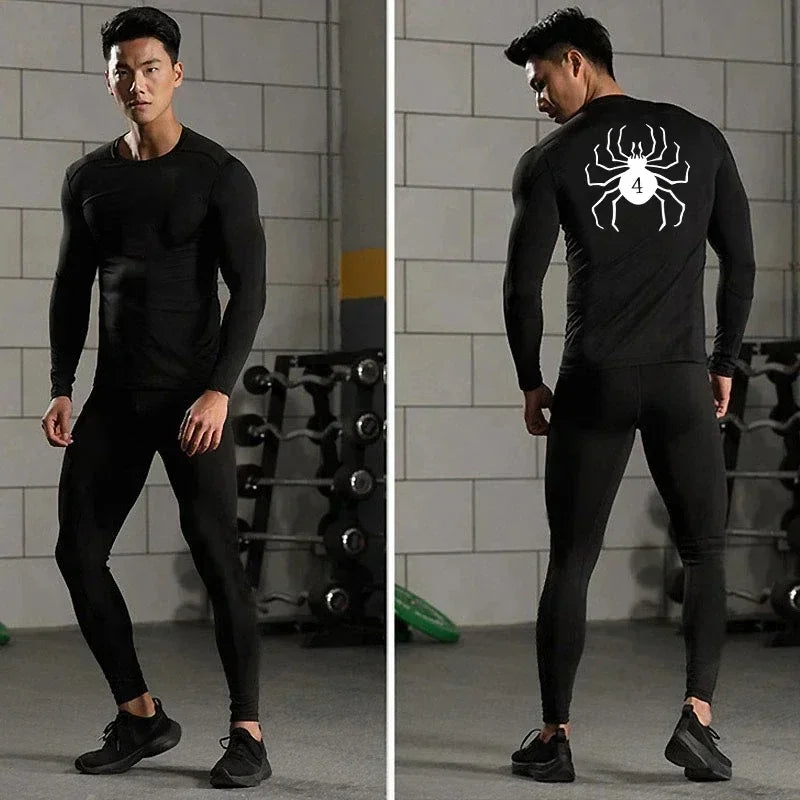 Men's Rashguard Spider Print Compression T-Shirts for Men Gym Fitness Undershirts Quick Dry Athletic Shirt Tops Sportswear Male