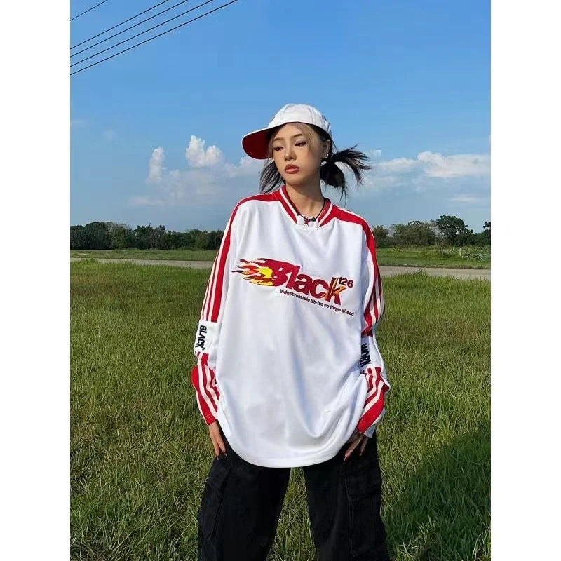 American Baseball Uniform Online Celebrity Brand Fashion Hip Hop Loose Embroidered Ice Hockey Uniform Long Sleeve Men Women Jacket