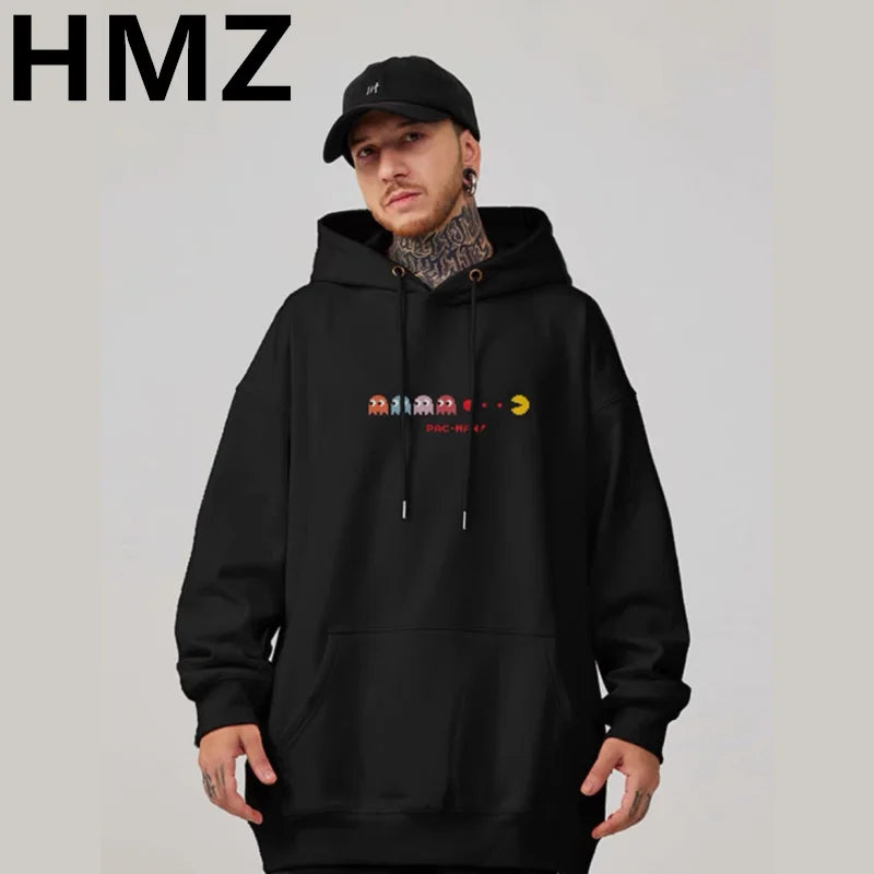 HMZ Personality Cartoon  Hoodie Mens Fashion Warm Sweatshirt Hip Hop Hoodies Casual Cotton Streetwear Autumn Winter New Hoody