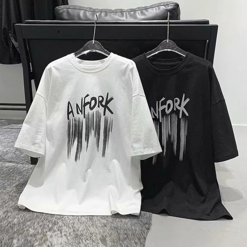 Oversized Mens Casual T-shirt Cotton Breathable Loose Tops Y2k Clothes Harajuku Short Sleeve Tees Graphic T-Shirts Recommend