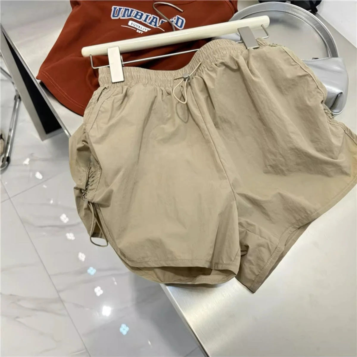 Summer Loose Shorts Women Casual Harajuku Quick Dry Korean Style Safari Solid Drawstring Hot Girls American Retro Vintage Bottom