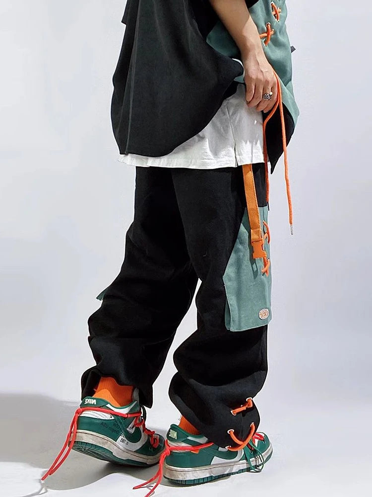 Japanese Hip Hop Cargo Pants Men Men's Oversize Couples Sweatpants Y2K Steetwear Multiple Pockets Patchwork Harajuku 2023